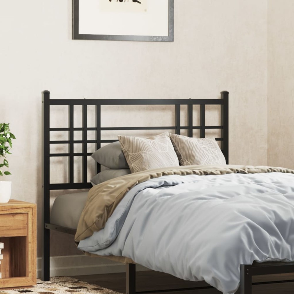 vidaXL Tăblie de pat metalică, negru, 90 cm
