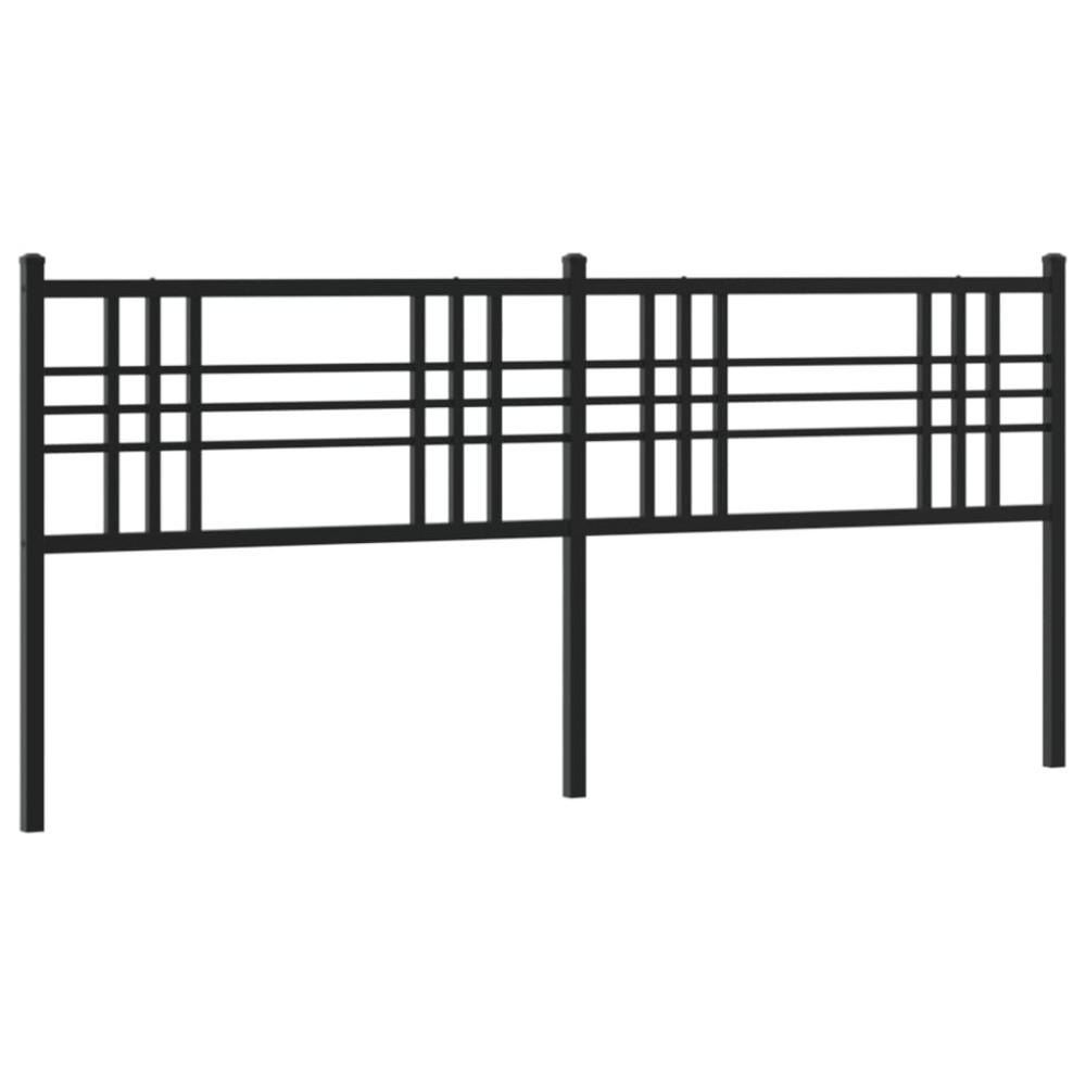 vidaXL Tăblie de pat metalică, negru, 180 cm