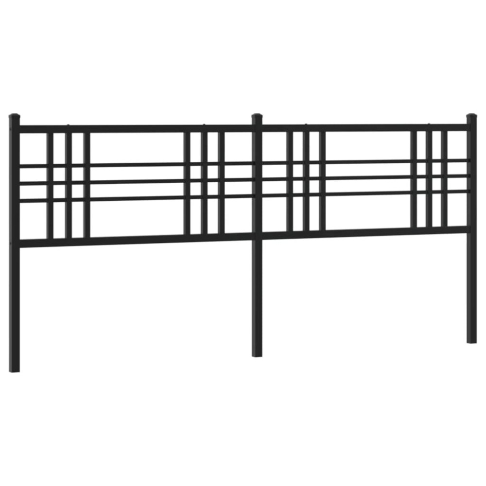 vidaXL Tăblie de pat metalică, negru, 200 cm