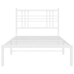 vidaXL Cadru de pat din metal cu tăblie, alb, 107x203 cm