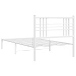 vidaXL Cadru de pat din metal cu tăblie, alb, 107x203 cm