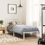 vidaXL Tăblie de pat metalică, alb, 75 cm vidaXL Tăblie de pat metalică, alb, 75 cm