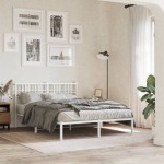 vidaXL Tăblie de pat metalică, alb, 120 cm