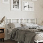 vidaXL Tăblie de pat metalică, alb, 150 cm