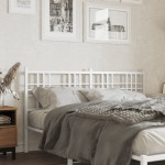 vidaXL Tăblie de pat metalică, alb, 160 cm