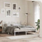 vidaXL Tăblie de pat metalică, alb, 160 cm