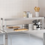 vidaXL Raft superior masă de lucru, 110x30x35 cm, oțel inoxidabil vidaXL Raft superior masă de lucru, 110x30x35 cm, oțel inoxidabil