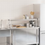 vidaXL Raft superior masă de lucru, 110x30x35 cm, oțel inoxidabil vidaXL Raft superior masă de lucru, 110x30x35 cm, oțel inoxidabil