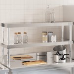 vidaXL Raft cu 2 niveluri masă de lucru, 110x30x35 cm, oțel inoxidabil vidaXL Raft cu 2 niveluri masă de lucru, 110x30x35 cm, oțel inoxidabil