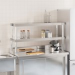 vidaXL Raft cu 2 niveluri masă de lucru, 110x30x35 cm, oțel inoxidabil vidaXL Raft cu 2 niveluri masă de lucru, 110x30x35 cm, oțel inoxidabil