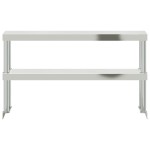vidaXL Raft cu 2 niveluri masă de lucru, 110x30x35 cm, oțel inoxidabil vidaXL Raft cu 2 niveluri masă de lucru, 110x30x35 cm, oțel inoxidabil
