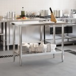 vidaXL Masă de lucru pentru bucătărie, 110x55x85 cm, oțel inoxidabil vidaXL Masă de lucru pentru bucătărie, 110x55x85 cm, oțel inoxidabil
