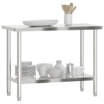 vidaXL Masă de lucru pentru bucătărie, 110x55x85 cm, oțel inoxidabil vidaXL Masă de lucru pentru bucătărie, 110x55x85 cm, oțel inoxidabil