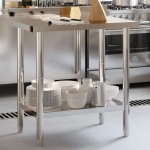 vidaXL Masă de lucru bucătărie bordură antistropire 82,5x55x93 cm oțel vidaXL Masă de lucru bucătărie bordură antistropire 82,5x55x93 cm oțel
