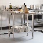 vidaXL Masă de lucru bucătărie bordură antistropire 82,5x55x93 cm oțel vidaXL Masă de lucru bucătărie bordură antistropire 82,5x55x93 cm oțel