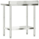 vidaXL Masă de lucru bucătărie bordură antistropire 82,5x55x93 cm oțel vidaXL Masă de lucru bucătărie bordură antistropire 82,5x55x93 cm oțel