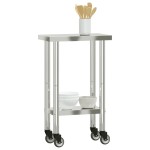 vidaXL Masă de lucru bucătărie cu roți, 55x30x85 cm, oțel inoxidabil vidaXL Masă de lucru bucătărie cu roți, 55x30x85 cm, oțel inoxidabil