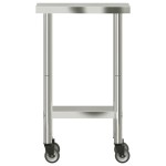vidaXL Masă de lucru bucătărie cu roți, 55x30x85 cm, oțel inoxidabil vidaXL Masă de lucru bucătărie cu roți, 55x30x85 cm, oțel inoxidabil