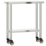 vidaXL Masă de lucru bucătărie cu roți, 82,5x30x85 cm, oțel inoxidabil vidaXL Masă de lucru bucătărie cu roți, 82,5x30x85 cm, oțel inoxidabil