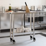 vidaXL Masă de lucru bucătărie cu roți, 82,5x30x85 cm, oțel inoxidabil vidaXL Masă de lucru bucătărie cu roți, 82,5x30x85 cm, oțel inoxidabil