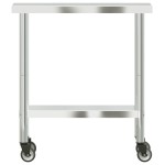 vidaXL Masă de lucru bucătărie cu roți, 82,5x30x85 cm, oțel inoxidabil vidaXL Masă de lucru bucătărie cu roți, 82,5x30x85 cm, oțel inoxidabil
