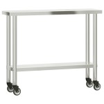 vidaXL Masă de lucru bucătărie cu roți, 100x30x85 cm, oțel inoxidabil vidaXL Masă de lucru bucătărie cu roți, 100x30x85 cm, oțel inoxidabil