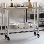 vidaXL Masă de lucru bucătărie cu roți, 100x30x85 cm, oțel inoxidabil vidaXL Masă de lucru bucătărie cu roți, 100x30x85 cm, oțel inoxidabil