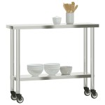 vidaXL Masă de lucru bucătărie cu roți, 100x30x85 cm, oțel inoxidabil vidaXL Masă de lucru bucătărie cu roți, 100x30x85 cm, oțel inoxidabil