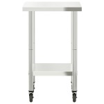 vidaXL Masă de lucru bucătărie cu roți, 55x55x85 cm, oțel inoxidabil vidaXL Masă de lucru bucătărie cu roți, 55x55x85 cm, oțel inoxidabil