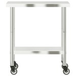 vidaXL Masă de lucru bucătărie cu roți, 82,5x55x85 cm, oțel inoxidabil vidaXL Masă de lucru bucătărie cu roți, 82,5x55x85 cm, oțel inoxidabil