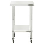 vidaXL Masă de lucru bucătărie cu roți, 82,5x55x85 cm, oțel inoxidabil vidaXL Masă de lucru bucătărie cu roți, 82,5x55x85 cm, oțel inoxidabil