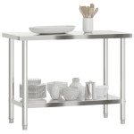 vidaXL Masă de lucru pentru bucătărie, 110x55x85 cm, oțel inoxidabil vidaXL Masă de lucru pentru bucătărie, 110x55x85 cm, oțel inoxidabil