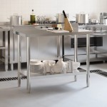 vidaXL Masă de lucru bucătărie bordură antistropire 110x55x93 cm oțel vidaXL Masă de lucru bucătărie bordură antistropire 110x55x93 cm oțel