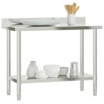 vidaXL Masă de lucru bucătărie bordură antistropire 110x55x93 cm oțel vidaXL Masă de lucru bucătărie bordură antistropire 110x55x93 cm oțel