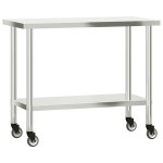 vidaXL Masă de lucru bucătărie cu roți, 110x55x85 cm, oțel inoxidabil vidaXL Masă de lucru bucătărie cu roți, 110x55x85 cm, oțel inoxidabil