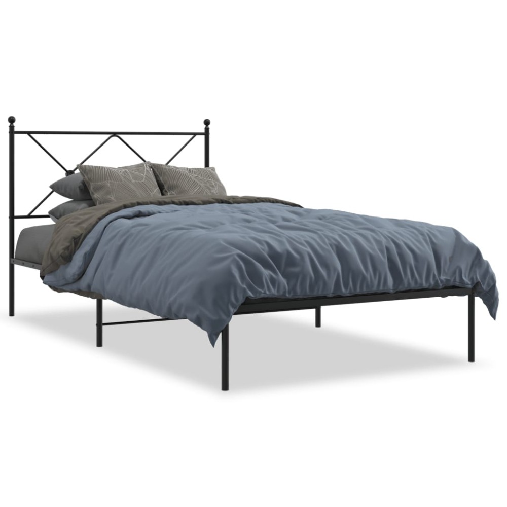 vidaXL Cadru de pat din metal cu tăblie, negru, 100x200 cm