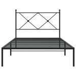 vidaXL Cadru de pat din metal cu tăblie, negru, 100x200 cm