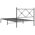 vidaXL Cadru de pat din metal cu tăblie, negru, 100x200 cm