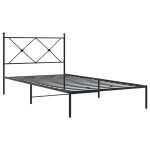 vidaXL Cadru de pat din metal cu tăblie, negru, 107x203 cm