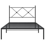 vidaXL Cadru de pat din metal cu tăblie, negru, 107x203 cm