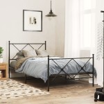 vidaXL Tăblie de pat metalică, negru, 107 cm vidaXL Tăblie de pat metalică, negru, 107 cm