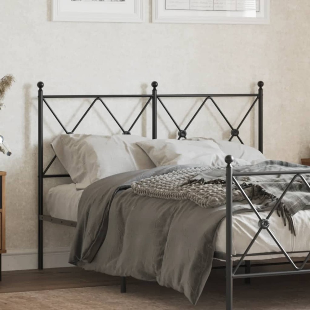 vidaXL Tăblie de pat metalică, negru, 120 cm