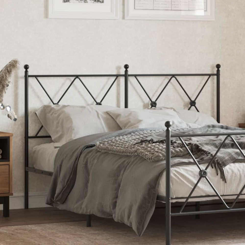 vidaXL Tăblie de pat metalică, negru, 140 cm