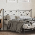 vidaXL Tăblie de pat metalică, negru, 140 cm vidaXL Tăblie de pat metalică, negru, 140 cm