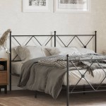vidaXL Tăblie de pat metalică, negru, 160 cm