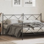 vidaXL Tăblie de pat metalică, negru, 193 cm