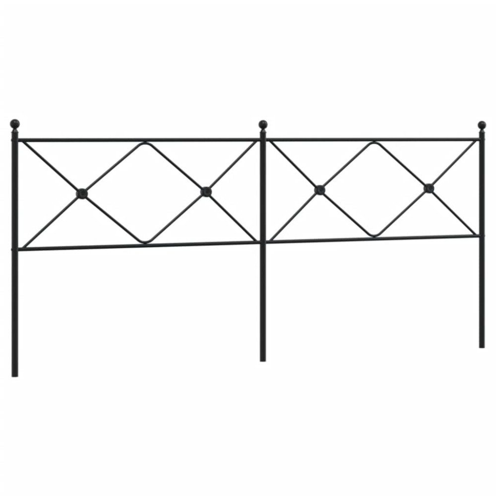 vidaXL Tăblie de pat metalică, negru, 200 cm