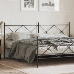 vidaXL Tăblie de pat metalică, negru, 200 cm