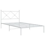 vidaXL Cadru de pat din metal cu tăblie, alb, 100x200 cm
