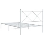 vidaXL Cadru de pat din metal cu tăblie, alb, 100x200 cm